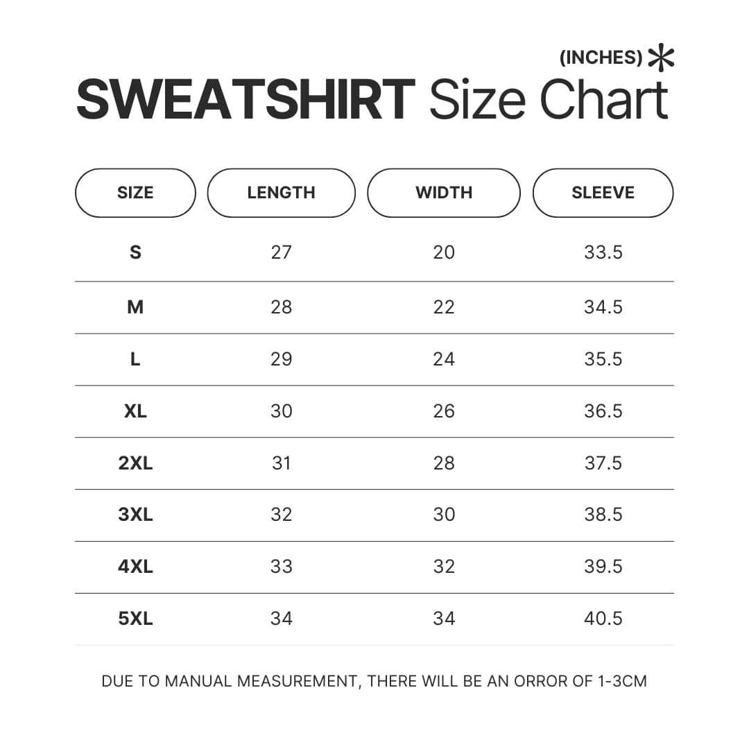 Sweatshirt Size Chart - Stevie Nicks Shop